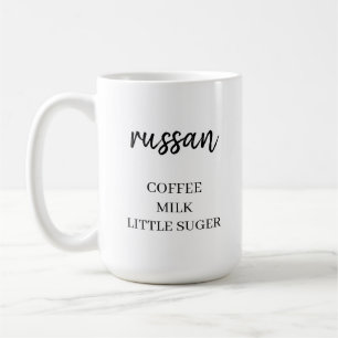 Caneca De Café Preferência de Bebida Nome Moderno Minimalista Ele