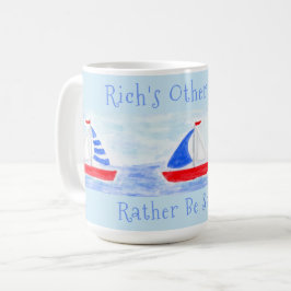 Caneca De Café Preferencialmentes De Barcos À Vela Com Aquarelas 
