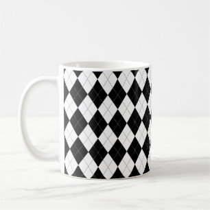Caneca De Café Prefixo de Estilo Negro e Branco Geométrico