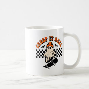 Caneca De Café Prega-te no Skateboard Retro Halloween Ghost