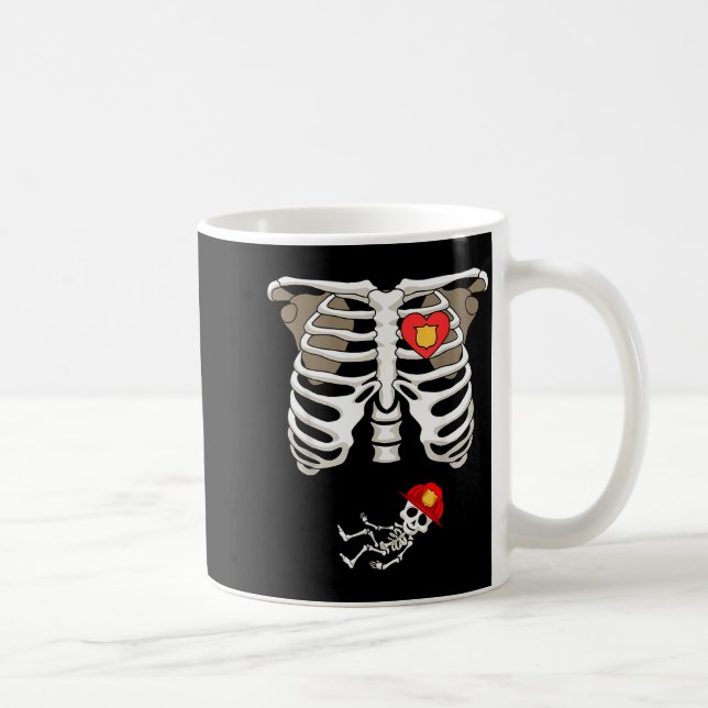 Caneca De Café Pregnancy Skeleton Rib Funny Firefighter Bump Shir (Direita)
