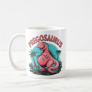 Caneca De Café Pregosaurus Engraçado Anúncio de Gravidez Dino Mãe