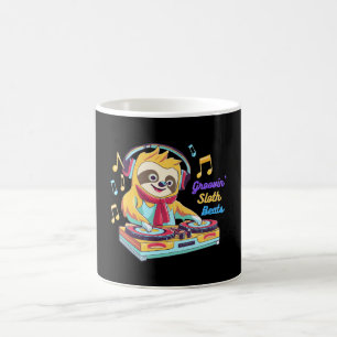 Caneca De Café Preguiça Beats retrô vintage vibrante