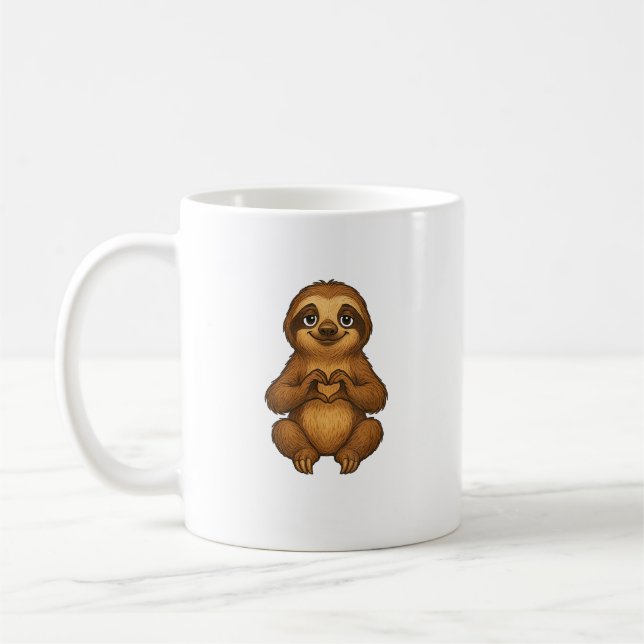 Caneca De Café Preguiça com Coração _ Camiseta com Símbolo de Pre (Esquerda)