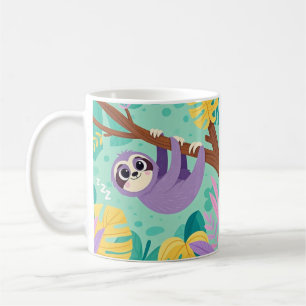 Caneca De Café preguiça de desenho pendurada de cabeça para baixo