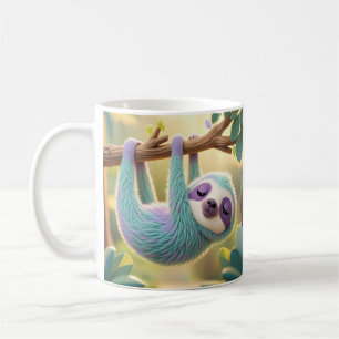 Caneca De Café preguiça de desenho pendurada de cabeça para baixo