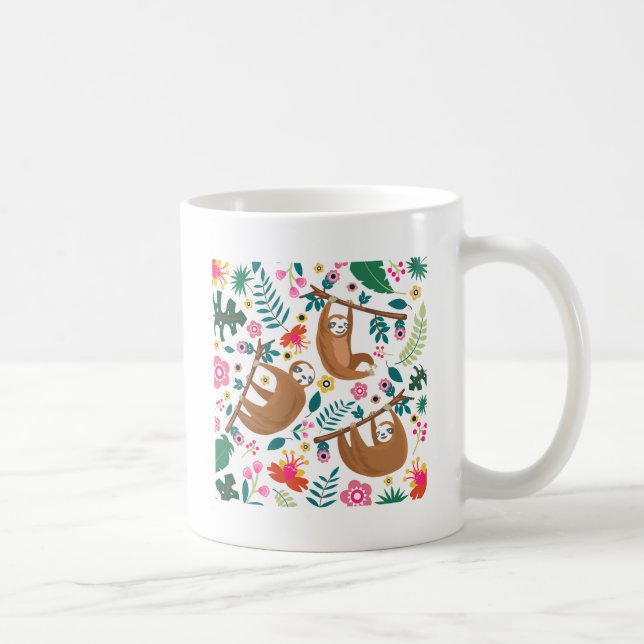 Caneca De Café preguiça floral (Direita)