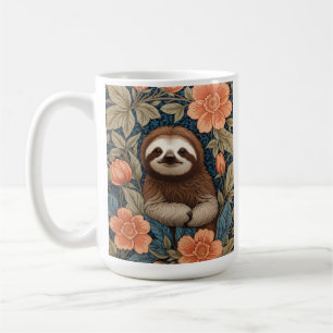 Caneca De Café Preguiça Fofa Elegante Floral Inspirada em William