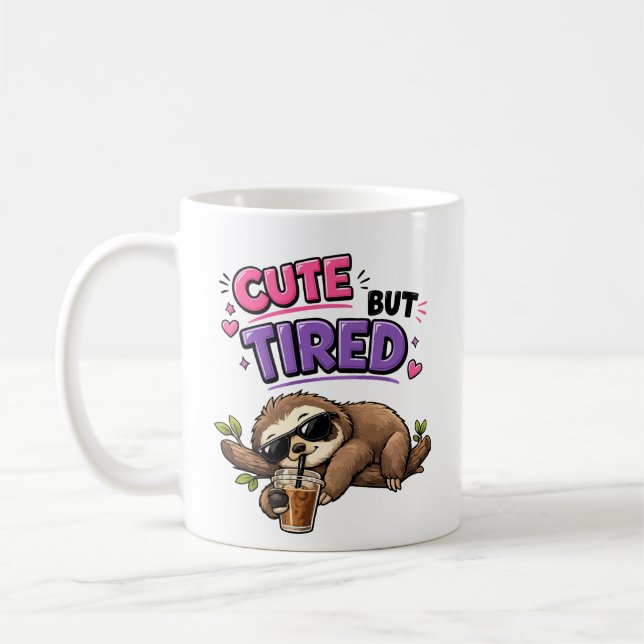 Caneca De Café Preguiça fofa mas cansada com café com gelo (Esquerda)