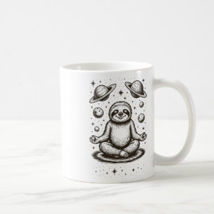 Caneca De Café Preguiça Meditando Galáxia Meditação _1