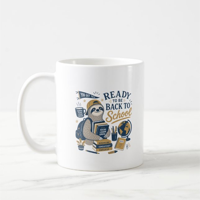 Caneca De Café Preguiça Retro de Volta às Aulas (Esquerda)