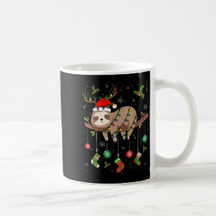 Caneca De Café Preguiças Iluminação de Natal Rena Chapéu do Papai