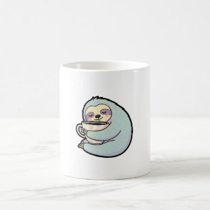 Caneca De Café Preguiçoso Bicho-Preguiça com Café – Ilustração Fo