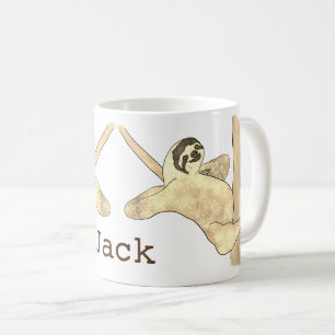 Caneca De Café Preguiçoso Engraçado na Árvore Humor Animal Legal 