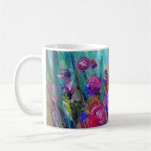 Caneca De Café Preguiçoso florado, pinturas modernas, óleo em ca