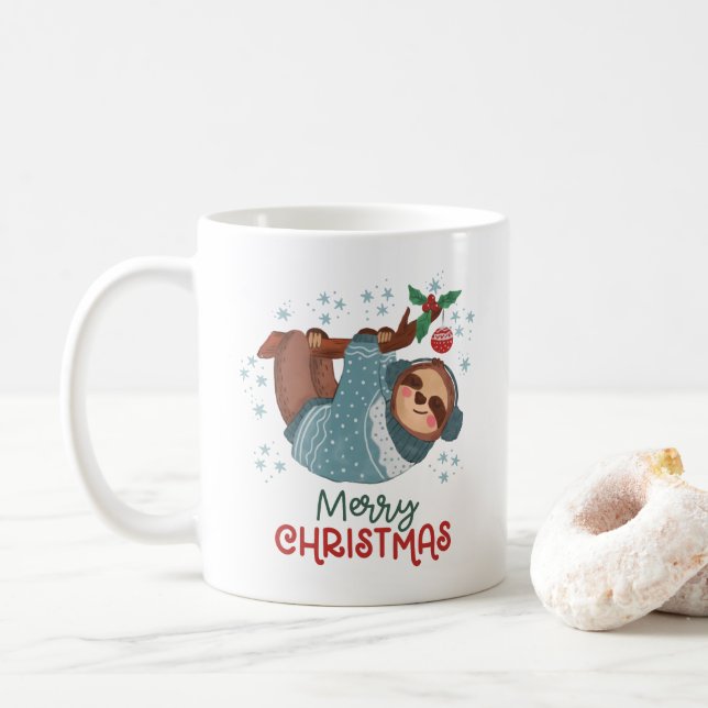 Caneca De Café Preguiçoso Natal (Com Donut)