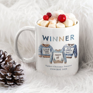 Caneca De Café Prêmio do Concurso de Suéter de Natal Feio Vencedo