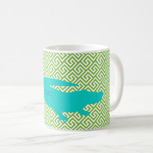 Caneca De Café Preppy Alligator Grego - Principais Iniciais Coleg