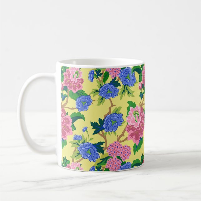 Caneca De Café Preppy Chinoiserie Floral (Esquerda)