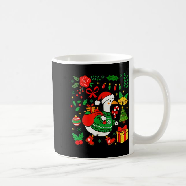Caneca De Café Preppy Christmas Santa Gooses Bow Xmas Tree Funny  (Direita)
