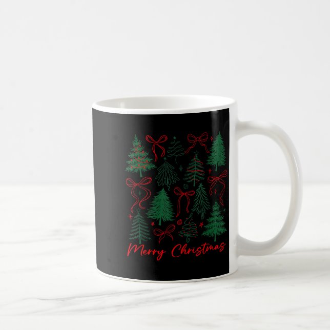 Caneca De Café Preppy Christmas Tree Merry Xmas Girly Coquette Ki (Direita)