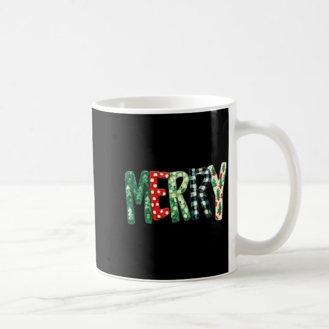 Caneca De Café Preppy Merry,christmas Funny Froral Checkered Gift (Direita)