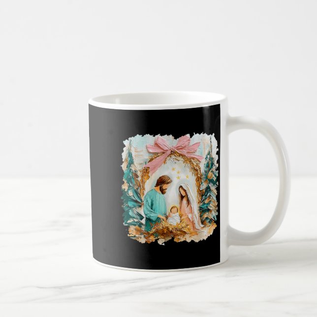 Caneca De Café Preppy Painted Christian Nativity Scene God Faith  (Direita)
