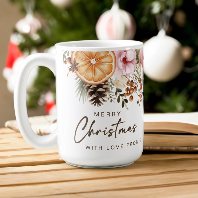 Caneca De Café Presas de Natal botânica dos citrinos de inverno (Christmas gifts rustic winter citrus botanical coffee mug Christmas gifts for mom)