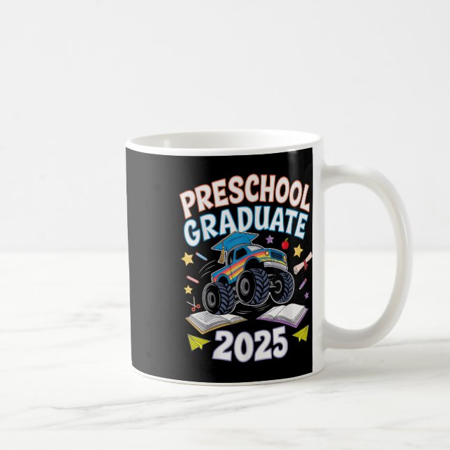 Caneca De Café Preschool Graduation 2025 Monster Truck Graduate  (Direita)