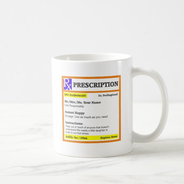 Caneca De Café Prescrição engraçada do rx (Direita)