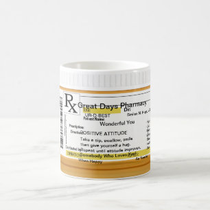 Caneca De Café Prescrição RX da atitude positiva