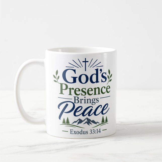 Caneca De Café Presença de Deus Traz Paz Encorajamento Bíblico (Esquerda)