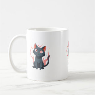 Caneca De Café Presença Mística de Gato Negro Encantado