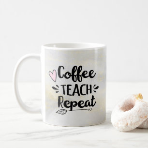 Caneca De Café Presente Bonito Café Professora Ensina Repita