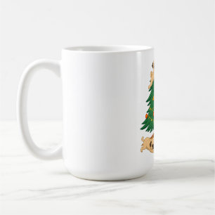 Caneca De Café Presente Caótico da Árvore de Natal com Pug Engraç