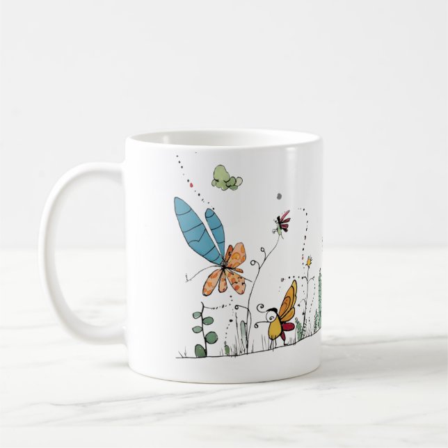 Caneca De Café Presente caprichoso de inseto, tema de inseto  (Esquerda)