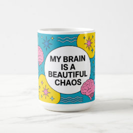 Caneca De Café Presente Cérebro Neurodivergente Caos ADHD Autismo