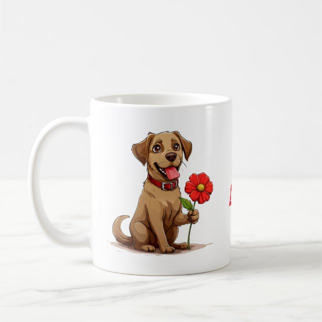 Caneca De Café 🐶 Presente Citação de Amor Floral Labrador Espíri (Esquerda)