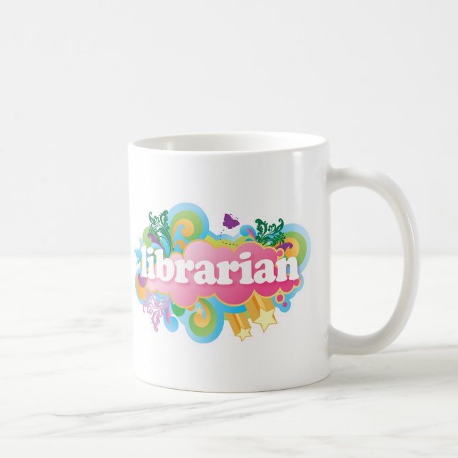 Caneca De Café Presente colorido do bibliotecário da explosão (Direita)