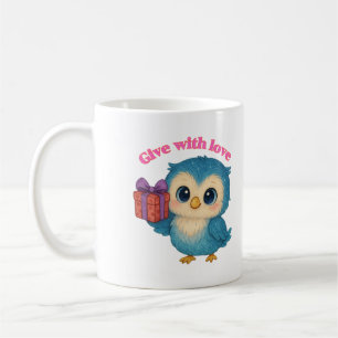 Caneca De Café Presente com Amor - Coruja Bonita com Presente