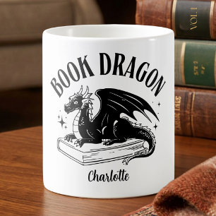 Caneca De Café Presente com Nome do Leitor de Fantasia do Dragão