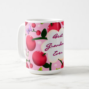 Caneca De Café Presente com padrão de cerejeira floral rosa brilh
