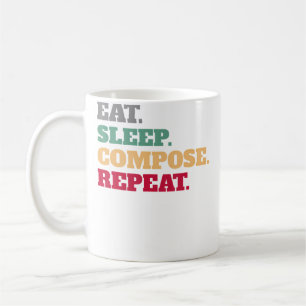 Caneca De Café Presente Compositor Compor Dormir Repetir