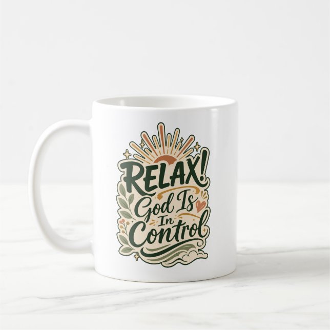 Caneca De Café Presente Cristão Deus Está no Controle Baseado na  (Esquerda)