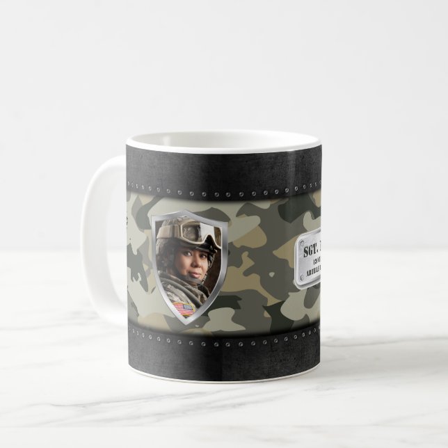 Caneca De Café Presente da Família Militar Personalizável para Ca (Frente Esquerda)