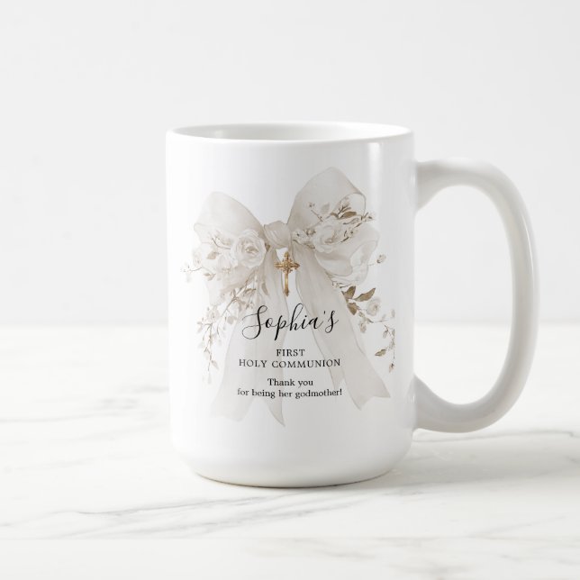 Caneca De Café Presente da Madrinha Primeira Comunhão Arco Branco (Direita)