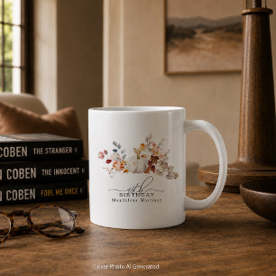 Caneca De Café Presente de 40º aniversário Abóbora branca Flores 