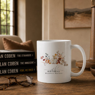 Caneca De Café Presente de 70º aniversário Abóbora branca Flores 