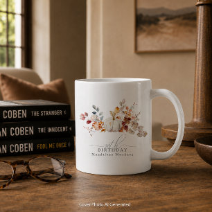 Caneca De Café Presente de 90º aniversário Abóbora branca Flores 