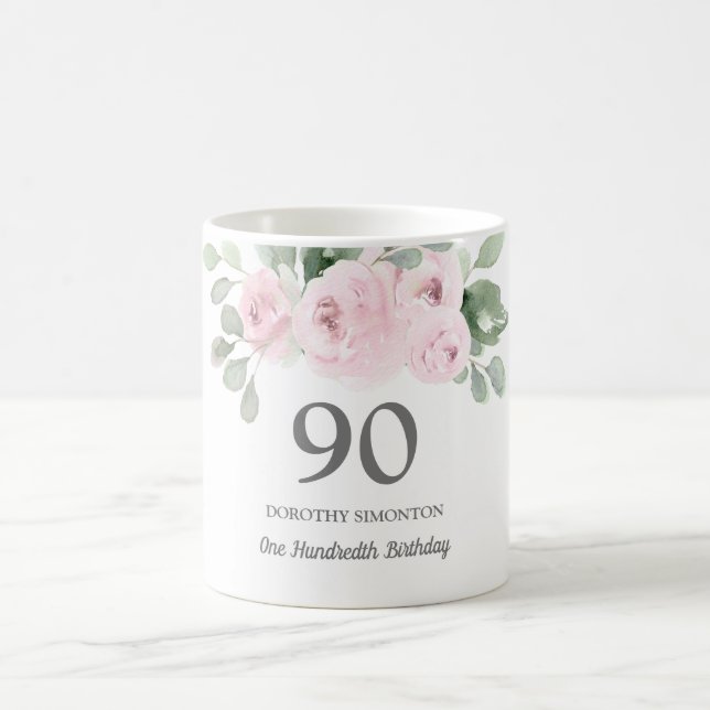 Caneca De Café Presente de 90 de aniversário para mulheres bonito (Centro)